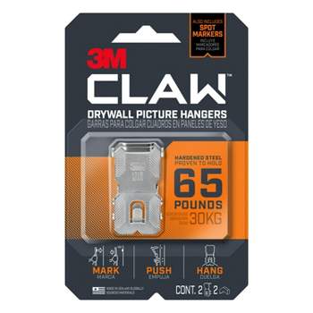 3M Claw Drywall Picture Hanger 65lb with Temporary Spot Marker + 2 hangers and 2 markers