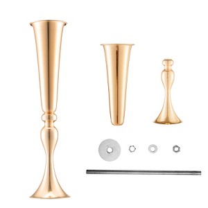 VEVOR 2PCS 56cm/22.05” Tall Wedding Flower Vase, Metal Wedding Trumpet Centerpiece, Gold Floral Stand Display Rack, Gold - 1 of 4