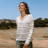 Women's Neutral Striped Long Sleeve V-Neck Knit Top - Cupshe - 2 of 4
