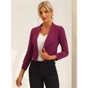 INSPIRE CHIC Women's Regular Fit Notched Lapel Ruched Sleeve Business Crop Blazer - 2 of 4