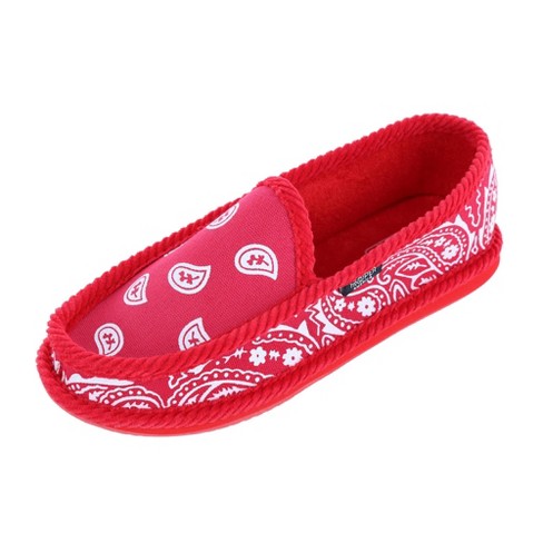 Trooper America Men's Bandana Print Slip On House Shoe Slipper, 9, Red - image 1 of 4