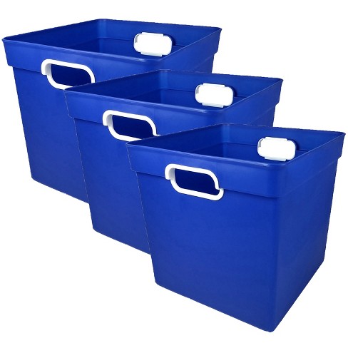 Blue Large Plastic Storage Bin, Pack of 3