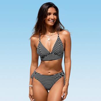 Women's Striped Triangle Bikini Set Swimsuit - Cupshe