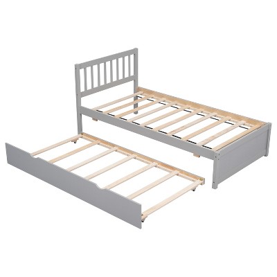 NicBex Wooden Twin Size Platform Bed with Trundle for Adults,Boys,Girls