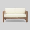 2pc Genser Wooden Patio Loveseat and Coffee Table Set Brown - Christopher Knight Home - image 3 of 4