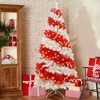 Whisen 6FT Artificial Fir Christmas Tree with 300 LED Lights and 904 Branches, Candy Design - Red+White - 2 of 4