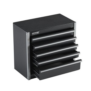 Munora 8.6" Portable Metal Tool Box - 5 Drawers, Tool Organizer with Protective Padding - Black for Workshop/Desk - 1 of 4