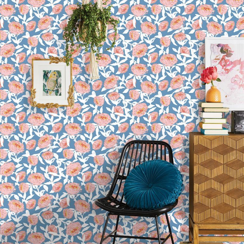 Floral Peel &#38; Stick Wallpaper Blue/White - Opalhouse&#8482;, 1 of 8