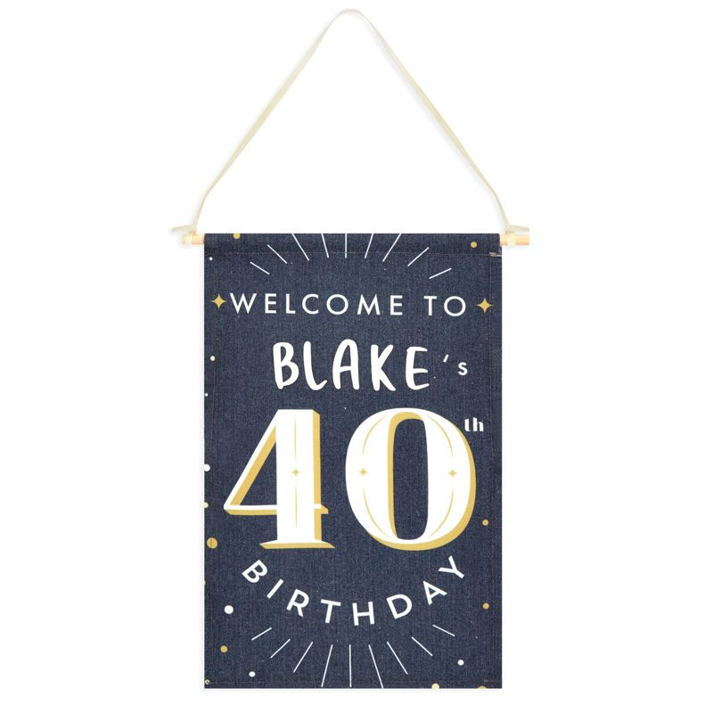 Sparkle and Bash Custom Welcome to 40th Birthday Sign with Sticker for Photo Backdrop Party Decorations, Black, 9.5 x 15.5 in, 1 of 10