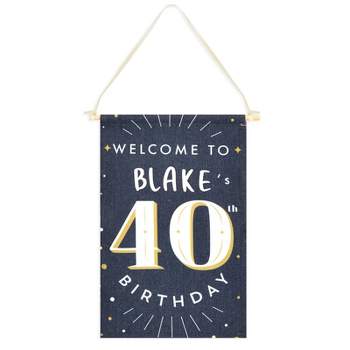 Sparkle and Bash Custom Welcome to 40th Birthday Sign with Sticker for Photo Backdrop Party Decorations, Black, 9.5 x 15.5 in