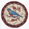 Earth Rugs Wildlife Bluebird Printed Coaster – 5"x5" Round Jute, Hand-Stenciled Rustic Nature Accent - 2 of 3