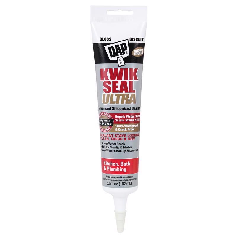 DAP Kwik Seal Ultra Biscuit Siliconized Acrylic Kitchen and Bath Sealant 5.5 oz, 1 of 2