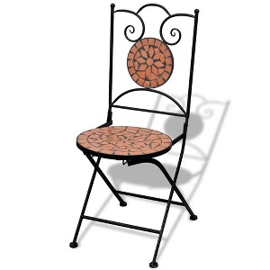 vidaXL Folding Bistro Chairs 2 Pcs Outdoor Garden Chair Furniture Ceramic - Brown - 1 of 4