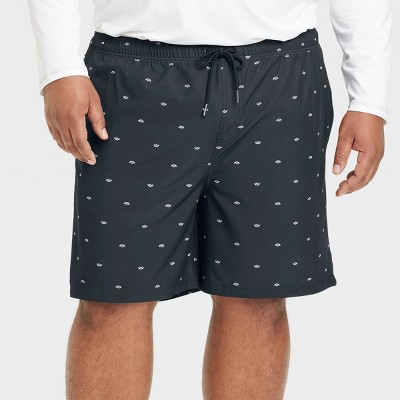 Men's Big & Tall 7 Boat Print Swim Shorts with Boxer Brief Liner -  Goodfellow & Co™ Black 4XL