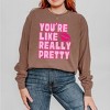 Simply Sage Market Women's You're Like Really Pretty Lips Long Sleeve Garment Dyed Tee - image 2 of 3