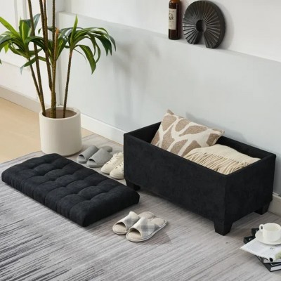 Footstool with Legs,Storage Ottoman Bench,End Of Bed Bench,Storage Chest,Upholstered Storage Benches,Entryway Benches-Cuddlewood