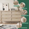 Oak Rattan 6-Drawer Dresser with Gold Handles and 5 Sturdy Legs, Farmhouse Style for Bedroom, Living Room & Entryway - 3 of 4