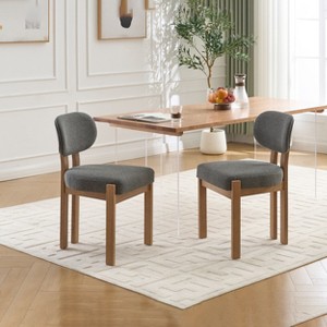 PexFix Wooden Dining Chairs Set of 2 Modern Fabric Upholstered Dining Room Chair Kitchen Chairs Farmhouse Dinner Chair for Kitchen Dining Room Grey - 1 of 4