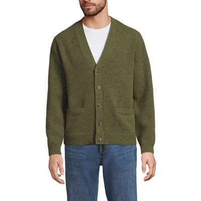 Lands' End Men's Long Sleeve Fuzzy Argyle Cardigan Sweater