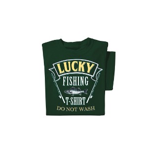 Collections Etc Lucky Fishing  T-Shirt Do Not Wash Funny Graphic Shirt - 1 of 4