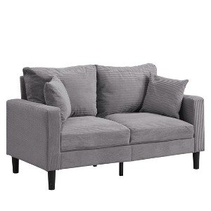Sapphtopaz Corduroy High Resilience Sofa with Throw Pillows Modern Comfy Sofa Couch for Living Room,Bedroom,Apartment - 1 of 4