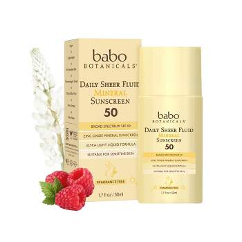 Babo Botanicals Daily Sheer Extra Sensitive for Face Sunscreen Fluid - SPF 50 - 1.7 fl oz
