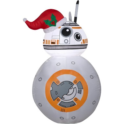 Gemmy Christmas Airblown Inflatable BB 8 w/Santa Hat Star Wars, 3.5 ft Tall, white