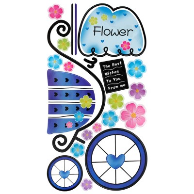 Slickblue Flower & Bike Vinyl Wall Decals – Removable Stickers for Living Room & Bedroom Decor (13x23.5")