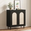 Sideboard Buffet Kitchen Storage Cabinet with Rattan, Solid Wood Feet for Living Room, Hallway, Entryway, Cabinet with Ample Storage Space - 3 of 4