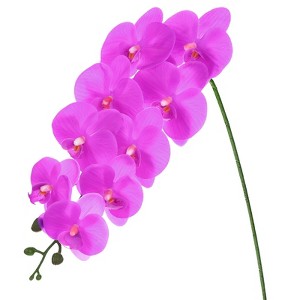 Unique Bargains Artificial Orchid Flowers Nine-headed Large Faux Phalaenopsis Silk Bouquets Real Touch 37 Inch - 1 of 4