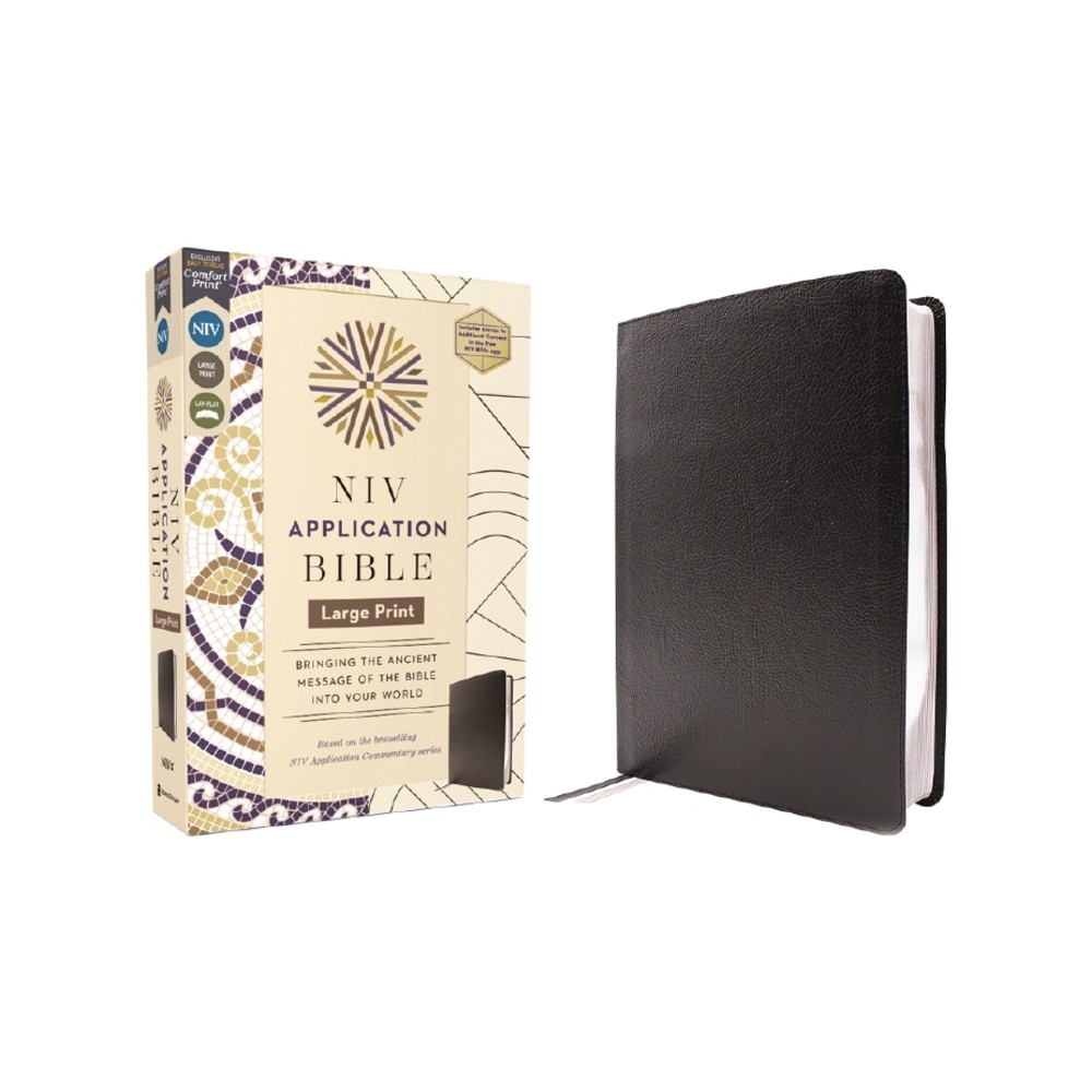 NIV Application Bible, Large Print, European Bonded Leather, Black, Red Letter, Comfort Print - (NIV Application Commentary Resources) by Zondervan
