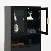 Kumasinova 63" Kitchen Pantry Cabinet with Adjustable Shelves,Tall Storage Cabinet with Doors,Tempered Glass Door Kitchen Cabinet for Living Room - 4 of 4
