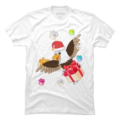Men's Design By Humans Santa American Bald Eagle Christmas T-Shirt By thebeardstudio T-Shirt