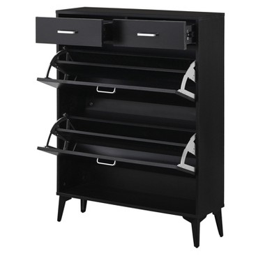 NicBex 31.49 Inch Freestanding Shoe Cabinet with 2 Flip Drawers and 2 Slide Drawers for Hallway,Living Room and Entryway