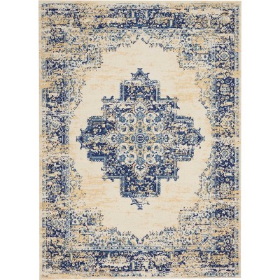 Elegant White Medallion 5' x 7' Tufted Synthetic Area Rug