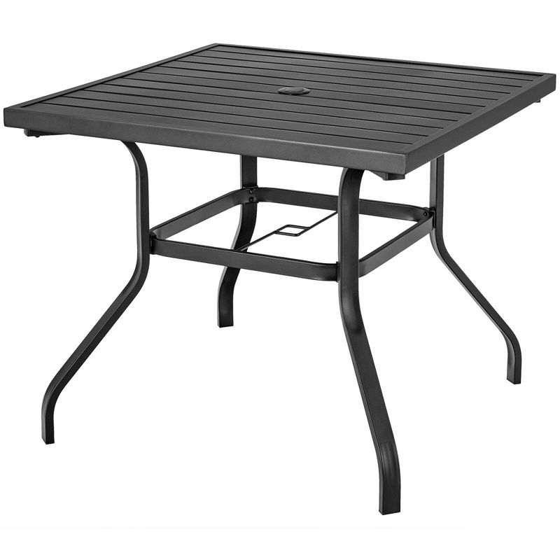 Tangkula Square Patio Dining Table Metal 4-Person Outdoor Table w/ Umbrella Hole, 5 of 6