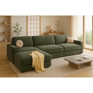 Dyonery Oversized 120" Modular Sectional Sofa, Comfy L-Shaped Cloud Couch with Pillows & Movable Ottoman, Chenille - 1 of 4