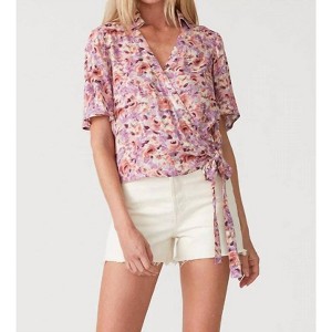 Women's Posey Floral Flutter Sleeve Wrap Top - LOVESTITCH - 1 of 3