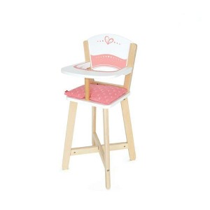 Hape Babydoll Highchair - Pink Hearts - Toddler Wooden Doll Play Furniture - 1 of 4