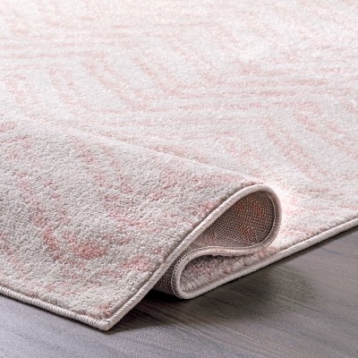 Pink Geometric 5' x 7' Synthetic Easy Care Area Rug
