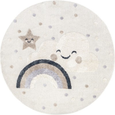 Image of Nuloom Catlin Graphic 6 Round Indoor Area Rug for Living Room Bedroom Dining Room Kitchen, Beige
