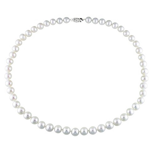 7.5-8mm Cultured Pearl Necklace In Sterling Silver - 18" - White Target