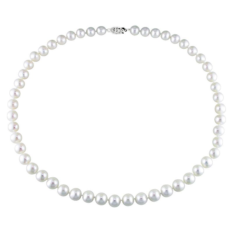 7.5-8mm Cultured Freshwater Pearl Necklace in Sterling Silver - 18" - White, 1 of 6