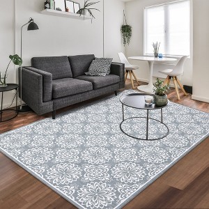 Area Rugs Floral Rugs Boho Rug Moroccan Carpet Vintage Low Pile Rugs for Living Room Bedroom - 1 of 4