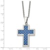 Black Bow Jewelry Men's Stainless Steel & Blue Carbon Fiber Inlay Cross Necklace, 22 In - 4 of 4
