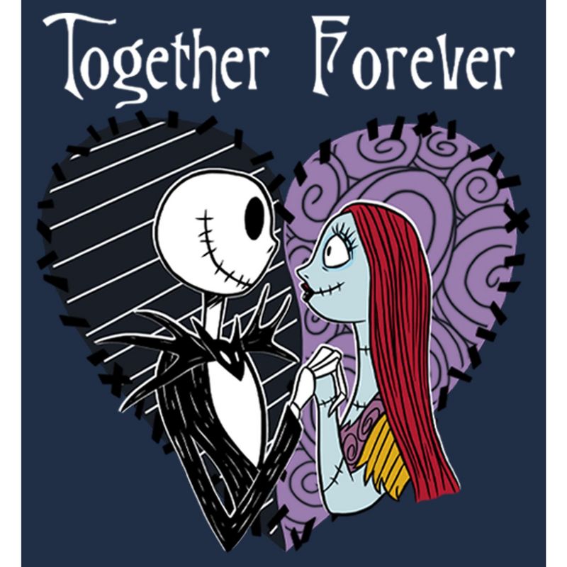 Men's The Nightmare Before Christmas Jack and Sally Together Forever Long Sleeve Shirt, 2 of 5