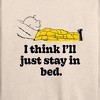 Women's - Peanuts - I Think I'll Stay In Bed Lightweight French Terry Wide Neck Long Sleeve Shirt - 2 of 4