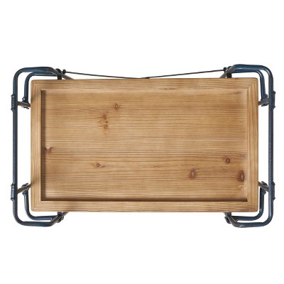 Eden Antique Firwood and Iron Bar Cart with Storage