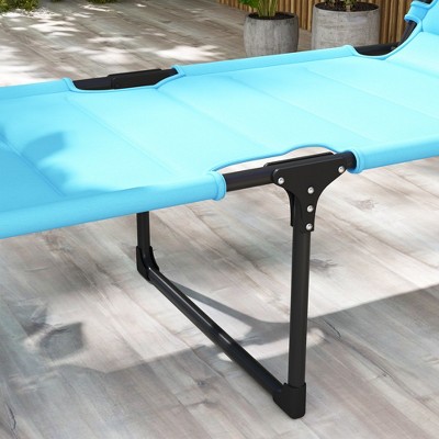 Light Blue Adjustable Outdoor Chaise Lounge with Cushions and Sun Shade