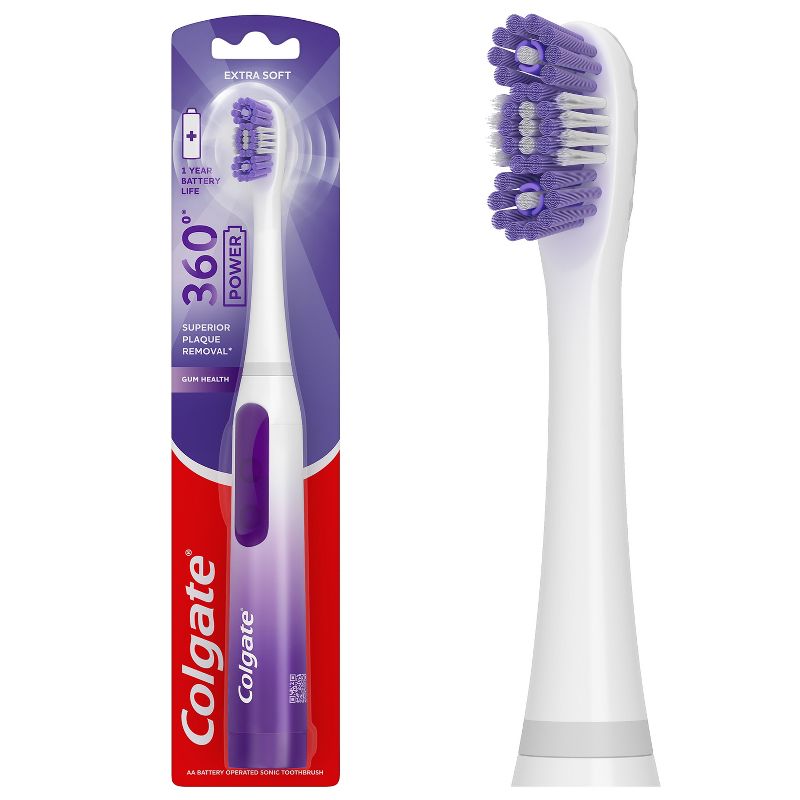 Colgate 360 Sonic Gum Health Battery Powered Extra Soft Toothbrush, 1 of 10